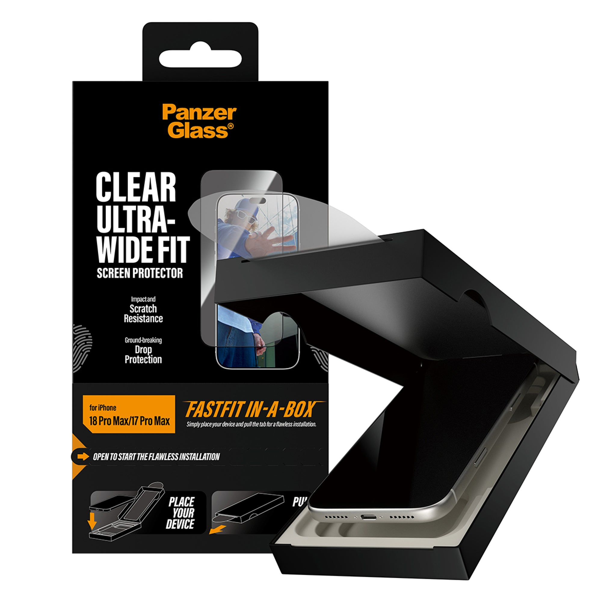 PanzerGlass® Screen Protector iPhone 18 Pro Max | 17 Pro Max | Ultra-Wide Fit w. FASTFIT IN-A-BOX